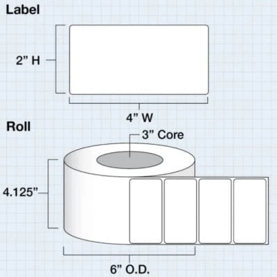 4" x 2" Die Cut High Gloss Paper for iColor 200 / 250 (1250 labels per roll) - Image 2