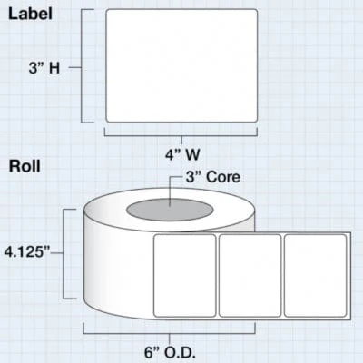 4" x 3" Die Cut High Gloss Paper for iColor 200 / 250 (850 labels per roll) - Image 2