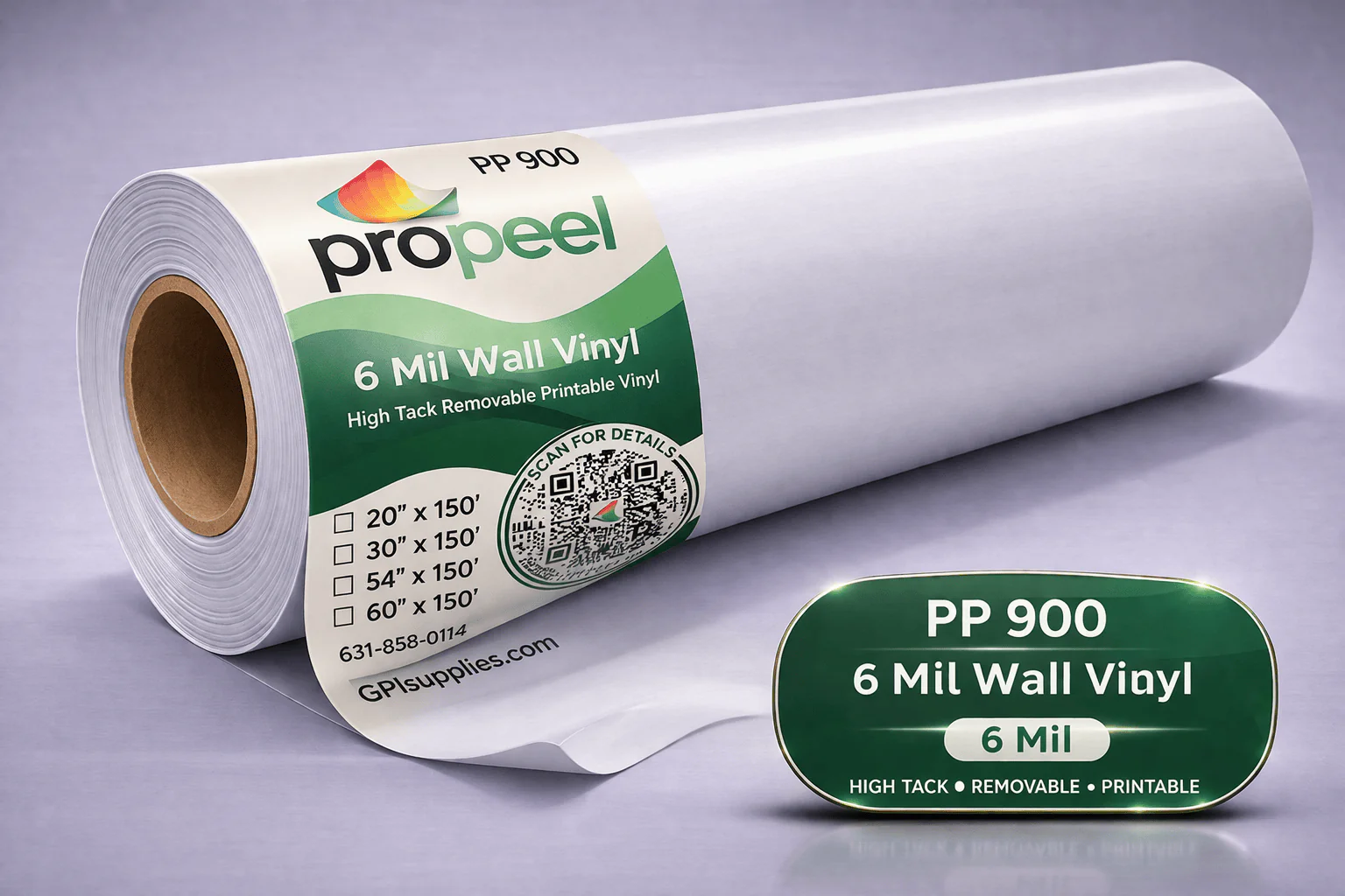 PP900 ProPeel 6 mil WALL White High Tack Removable Printable Vinyl