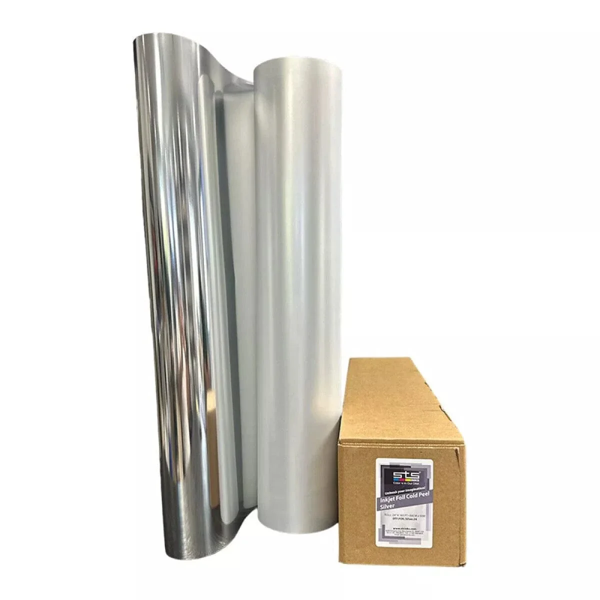 DTF Inkjet Cold Peel Silver Foil 24″ × 164ft Rolls - Image 4