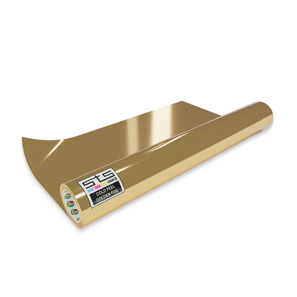 DTF Inkjet Cold Peel Gold Foil 24″ × 164ft Rolls - Image 3