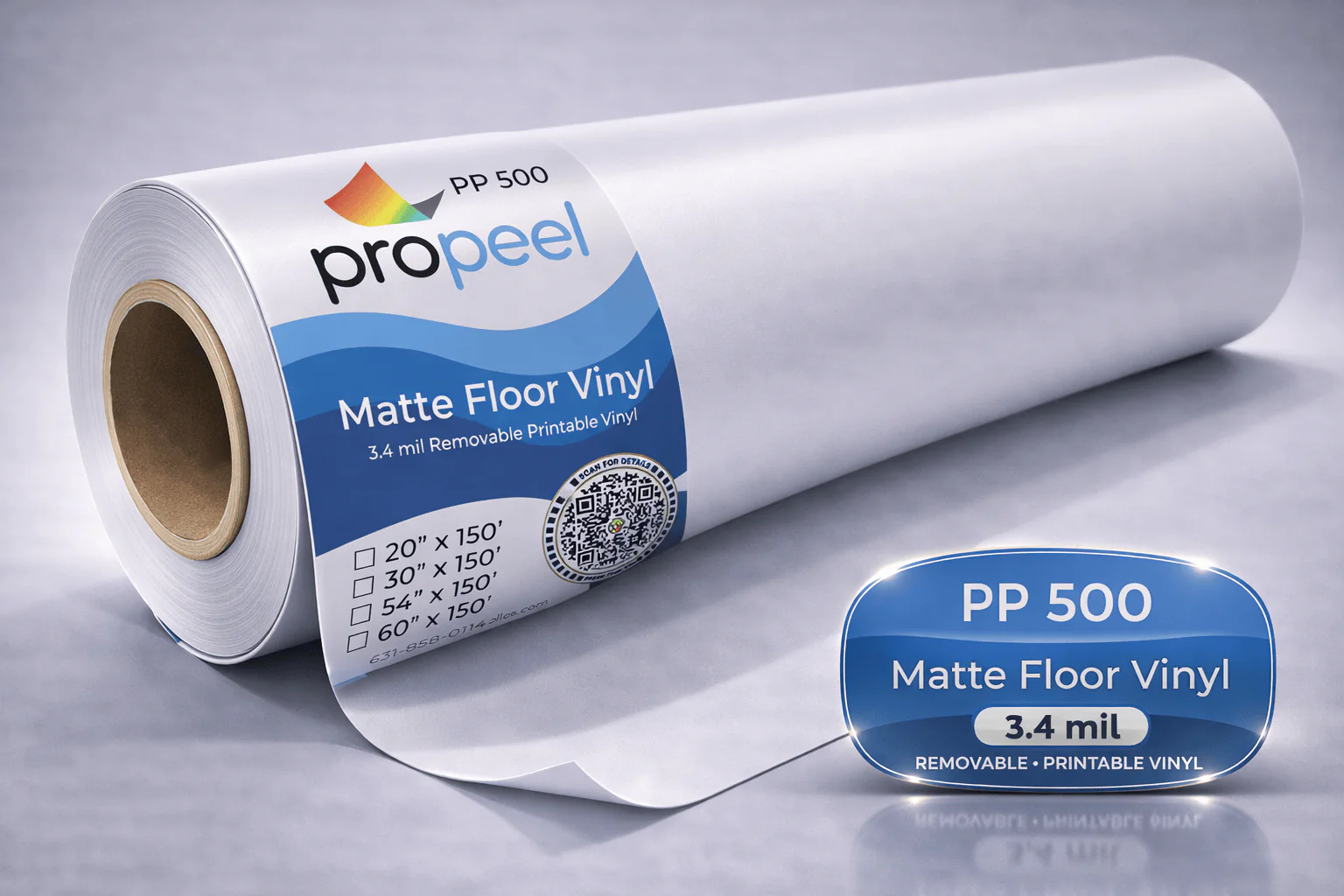 PP500 ProPeel 3.4 mil FLOOR Matte White Removable Printable Vinyl