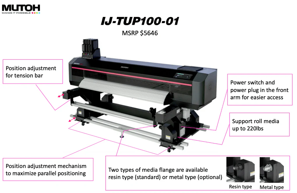 Mutoh VJ16/19-TUP30 Take-Up Unit for XpertJet & ValueJet 64" Printers - Image 2