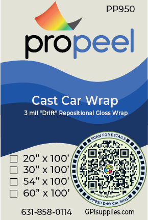 PP950 ProPeel 3 mil CAST VEHICLE WRAP Drift Gloss White Air Egress Printable Vinyl - Image 2