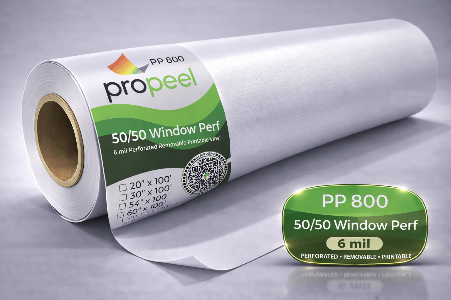 PP800 ProPeel 6 mil 50/50 PERFORATED Removable Printable Window Vinyl