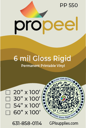 PP550 ProPeel 6 mil GLOSS White Semi-Rigid Permanent Printable Vinyl - Image 2