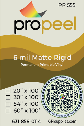 PP555 ProPeel 6 mil MATTE White Semi-Rigid Permanent Printable Vinyl - Image 2