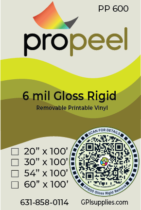 PP600 ProPeel 6 mil GLOSS White Semi-Rigid Removable Printable Vinyl - Image 2