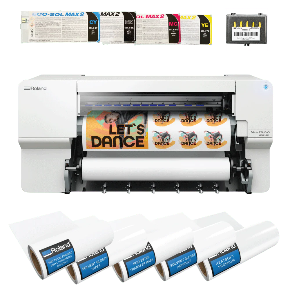Roland BN2-30 Eco-Solvent CMYK+W Printer & Cutter Media Bundle